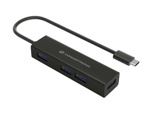 Adaptador Hub "4-Em-1" Usb-C - 4x Usb 3.0 Preto - Conceptronic