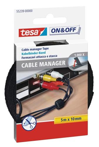 Tesa On&Off Cable Manager Schwarz 5m 10mm