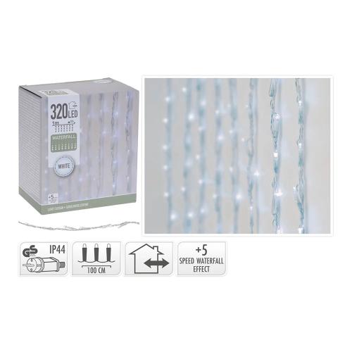 Cortina 320 Leds Branco Frio com 5 Fun&ccedil;&otilde;es LED 1x2m