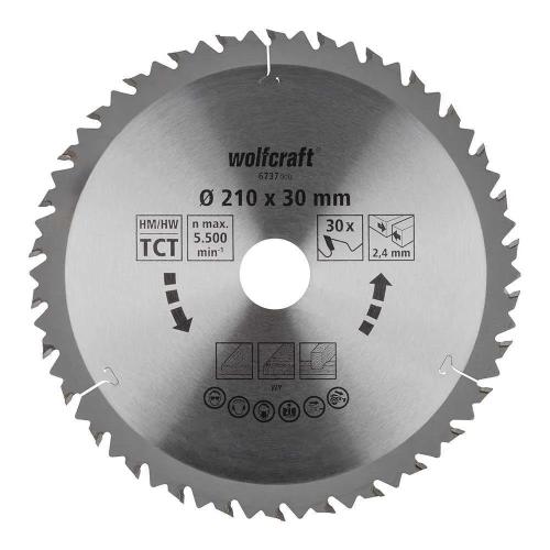 Disco de Serra Circular Manual Ct,30 Dentes &Oslash;210mm 6737000 Wolfcraft