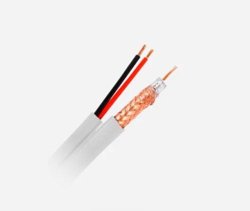 Cabo Combinado - Mini Rg59 + Alimenta&ccedil;&atilde;o Siames - Bobine de 100 Metros - Cobertura de Cor Branca - D