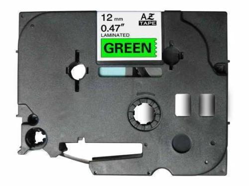 Fita Laminada Compat&iacute;vel Brother Tze-731 - 12mm X 8 Metros Preto/Verde