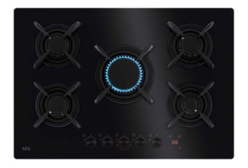 AEG HKB75453NB PLACA PRETO EMBUTIDO 75 CM G&Aacute;S 5 Z.