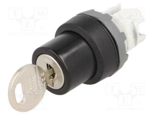 Interruptor: Girat&oacute;rio com Chave, 22mm, Pos.Est&aacute;v: 2, Preto, Ip66