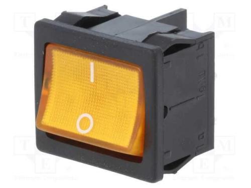 Rocker, Dpst, Pos: 2, On-Off, 10a/250vac, Laranja, Ip40, Led, 100mo