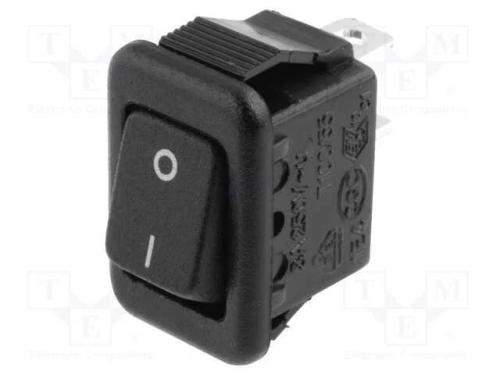 ROCKER, SPST, Pos: 2, ON-OFF, 3A/250VAC, preto, n.