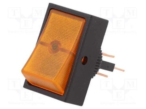 Rocker, Spst, Pos: 2, On-Off, 30a/12vdc, Laranja, L&acirc;mpada de N&eacute;on
