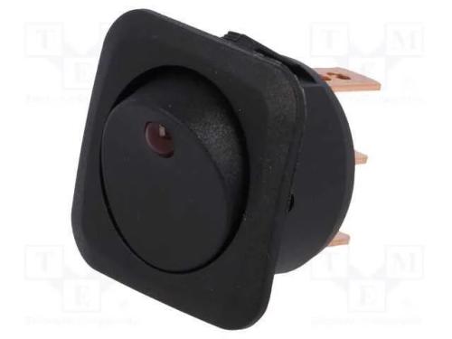 ROCKER, SPST, Pos: 2, ON-OFF, 10A/12VDC, preto, L.