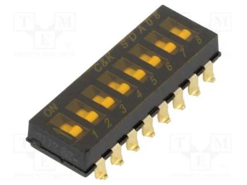 Interruptor: DIP-SWITCH, Quantidade de sec&ccedil;&otilde;es: 8.