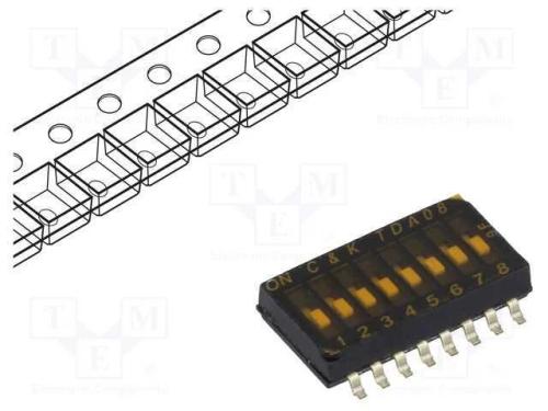 Interruptor: DIP-SWITCH, Quantidade de sec&ccedil;&otilde;es: 8.