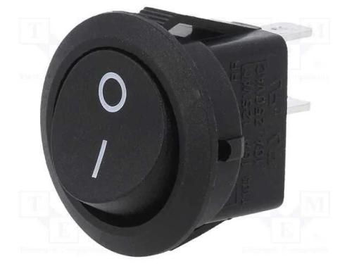 ROCKER, SPST-NO, Pos: 2, ON-OFF, 10A/250VAC, pret.