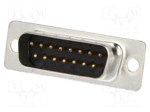 D-Sub, PIN: 15, ficha, macho, com cabo, solda, pr.