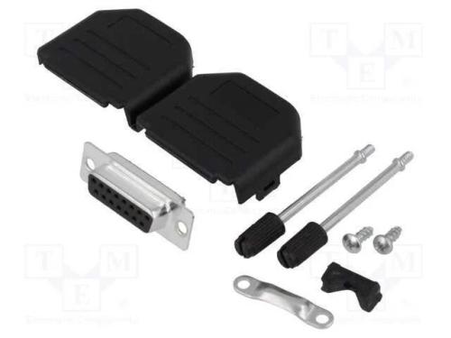 D-Sub, PIN: 15, ficha, f&ecirc;mea, solda, com cabo