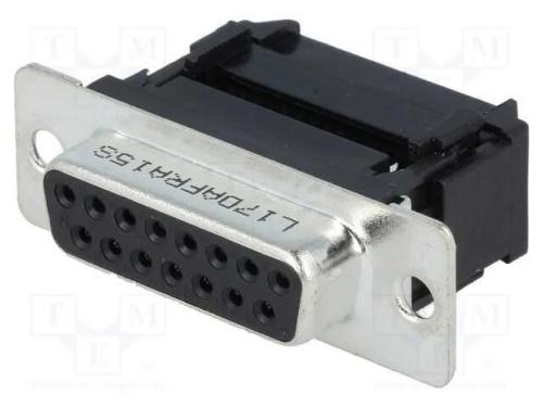 D-Sub, PIN: 15, ficha, f&ecirc;mea, para fita, IDC, 5A,.