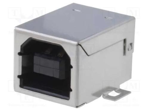 Tomada, USB B, SMT, horizontais, USB 2.0, dourado