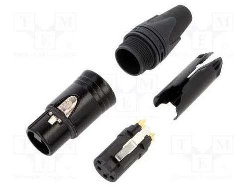 Conector: Xlr, Ficha, F&ecirc;mea, com Cabo, Simples, Pin: 4, 10a, Solda