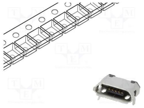 Tomada, USB B micro, SMT, PIN: 5, horizontais, US.