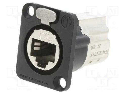 D-Shape Cat6a Painel Connector Shielded Feedthrough Bla