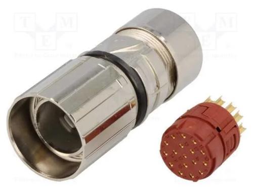 Conector: M23, Ficha, Pin: 17, F&ecirc;mea, Solda, com Cabo, Simples, 7a