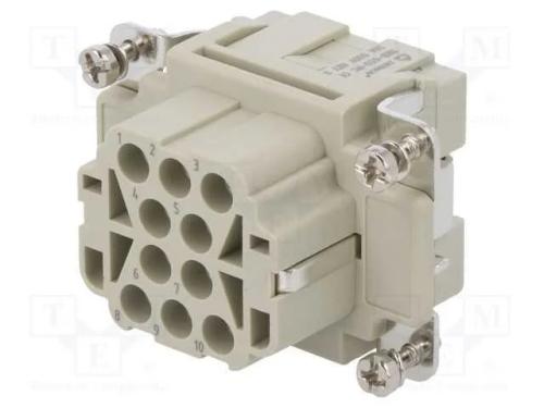 Conector: Hdc, Inserto de Contatos, F&ecirc;mea, Dee, Pin: 10, 10+Pe, 16a