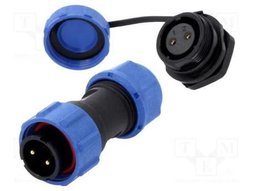 Conector: redondos, macho + f&ecirc;mea, PIN: 2, 3A, IP.