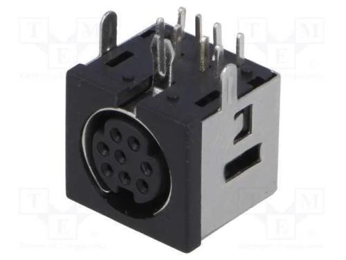 Tomada, DIN mini, f&ecirc;mea, PIN: 8, THT, angulares 90