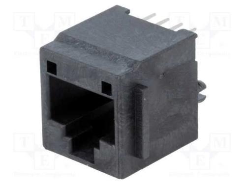 Tomada, Rj45, Pin: 8, Cat: 3, Dourado, Sistema: 8p8c, para Pcb, Tht