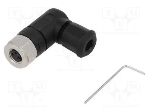 Conector: M8, f&ecirc;mea, PIN: 3, angulares 90, com ca.