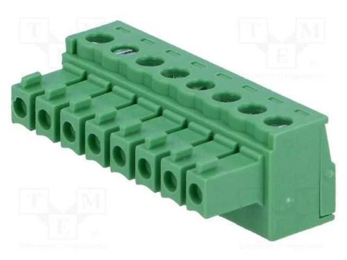 Bloco terminal separ&aacute;vel, 3,81mm, faixas: 8, simp.