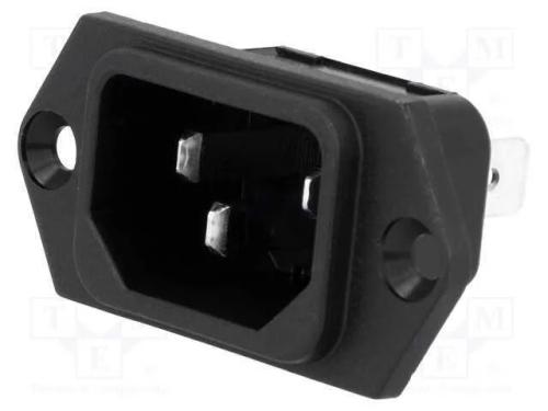 Conector: de alimenta&ccedil;&atilde;o, tomada, macho, 10A, 250.
