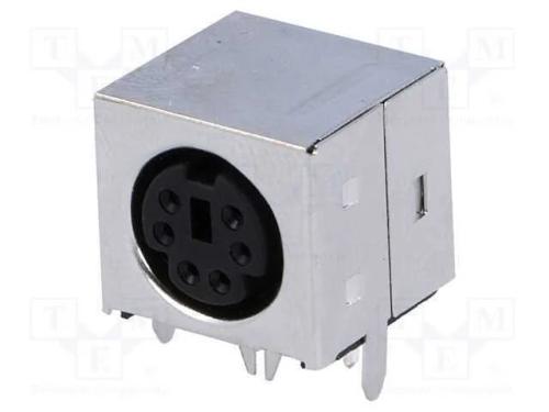 Tomada, DIN mini, f&ecirc;mea, PIN: 6, THT, angulares 90