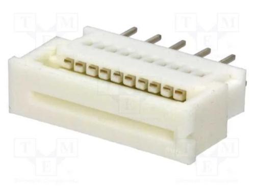Conector: Ffc/Fpc, Simples, Pin: 10, Zif, Tht, 200v, 1a, Estanhado