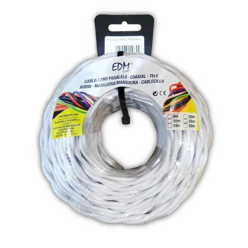 Cabo Paralelo T&ecirc;xtil Trenzado 3x1.5mm Branco 5mts