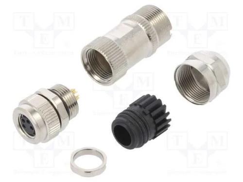 Conector: M8, f&ecirc;mea, PIN: 4, simples, com cabo, f.