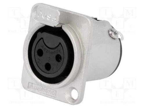 Tomada, Xlr, F&ecirc;mea, Pin: 3, Simples, com o Bot&atilde;o, Solda, Estanhado
