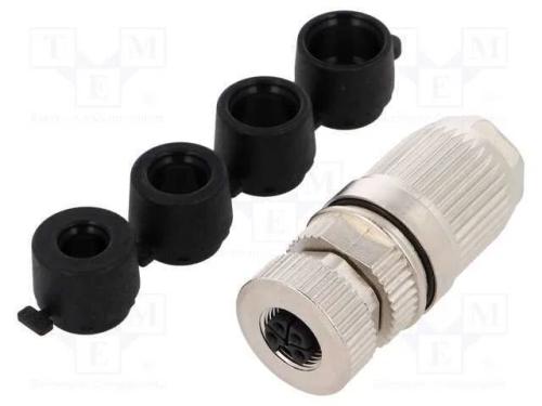 Ficha, M12, Pin: 5, F&ecirc;mea, C&oacute;digo L-Power, com Cabo, Ip67, Simples