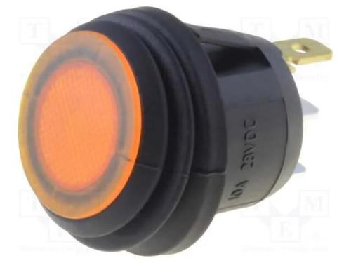 Rocker, Spst, Pos: 2, On-Off, 10a/24vdc, Amarelo, Ip65, Led, 50mo