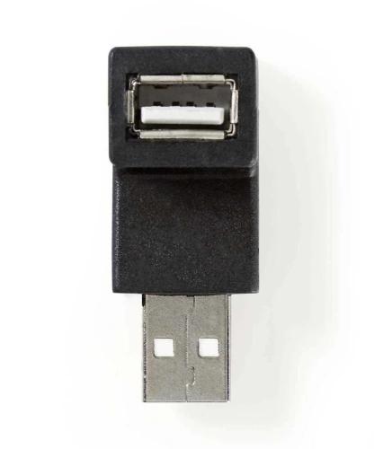 Adaptador Usb-A | Usb 2.0 | Usb-A Macho | Usb-A F&ecirc;mea | 480 Mbps | Redondo | Niquelado | Pvc | Negr