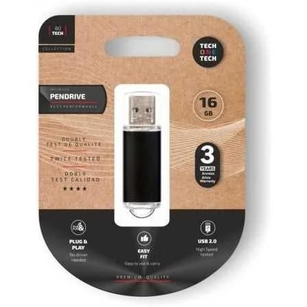 Pendrive 16gb Tech One Tech B&aacute;sico Usb 2.0/ Preto