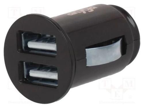 Alimentador de autom&oacute;vel, USB A tomada x2, Tens.a.