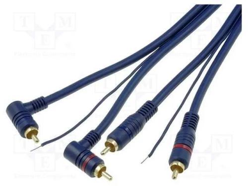 Cable, Rca Plug X2,Rca Plug X2 Angled,Control, 5m, Navy Blue