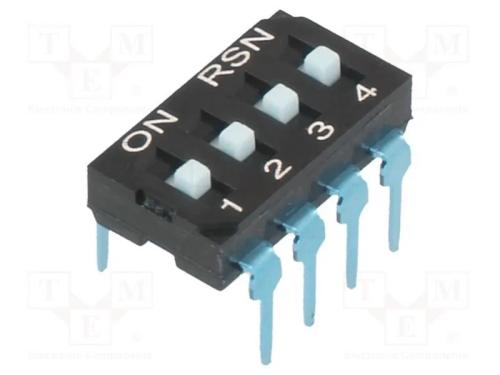 Interruptor: DIP-SWITCH; Quantidade de sec&ccedil;&otilde;es: 4.
