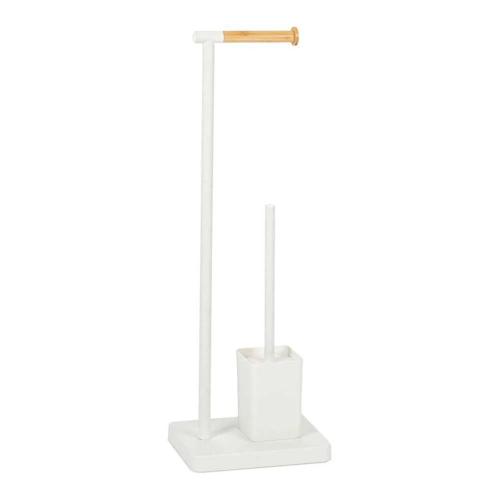 Suporte Papel Higienico + Pia&ccedil;aba Metal Branco Ba72127 Andrea House