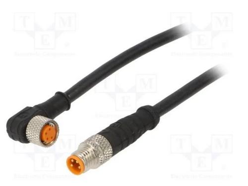 Cabo de conex&atilde;o, M8, PIN: 4, 0,6m, ficha, 50VAC, .