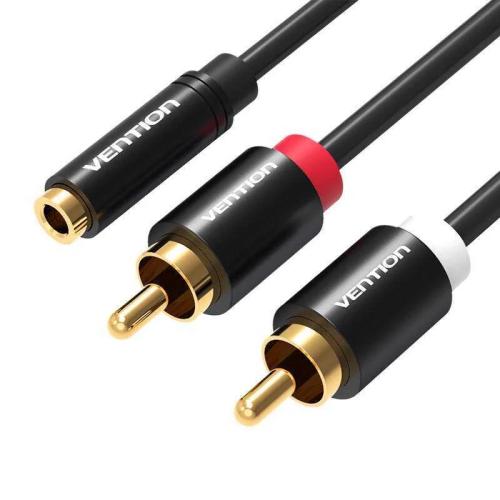 3.5mm Female To 2x Rca Male Audio Cable 1m Vention Vab-R01-B100 Black