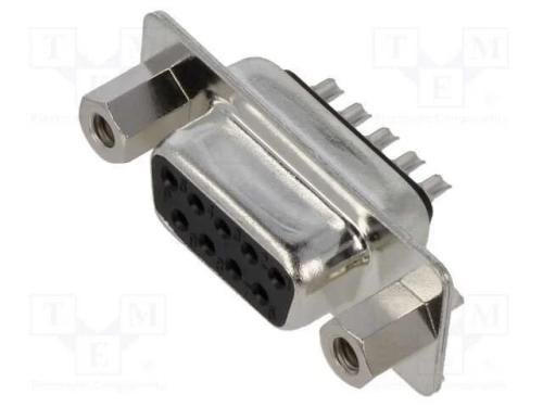 D-Sub, PIN: 9, ficha, f&ecirc;mea, com cabo, solda, pre.