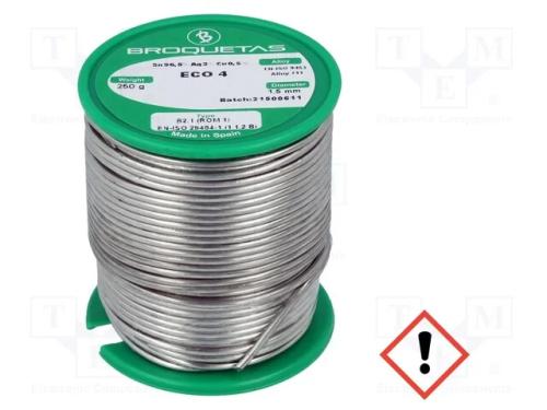 Arame de solda, Sn96,5Ag3Cu0,5, 1,5mm, 0,25kg, se.