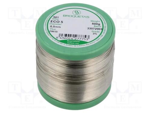 Arame de solda, Sn99Ag0,3Cu0,7, 0,5mm, 0,5kg, sem.