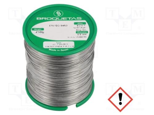 Arame de Solda, Sn96ag4, 0,5mm, 250g, Sem Chumbo, Bobina, 221c