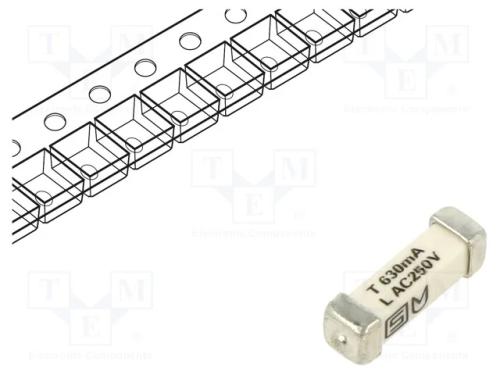 Fus&iacute;vel: Baixa Tens&atilde;o, Retardado, 630ma, 250vac, 125vdc, Smd, Cobre